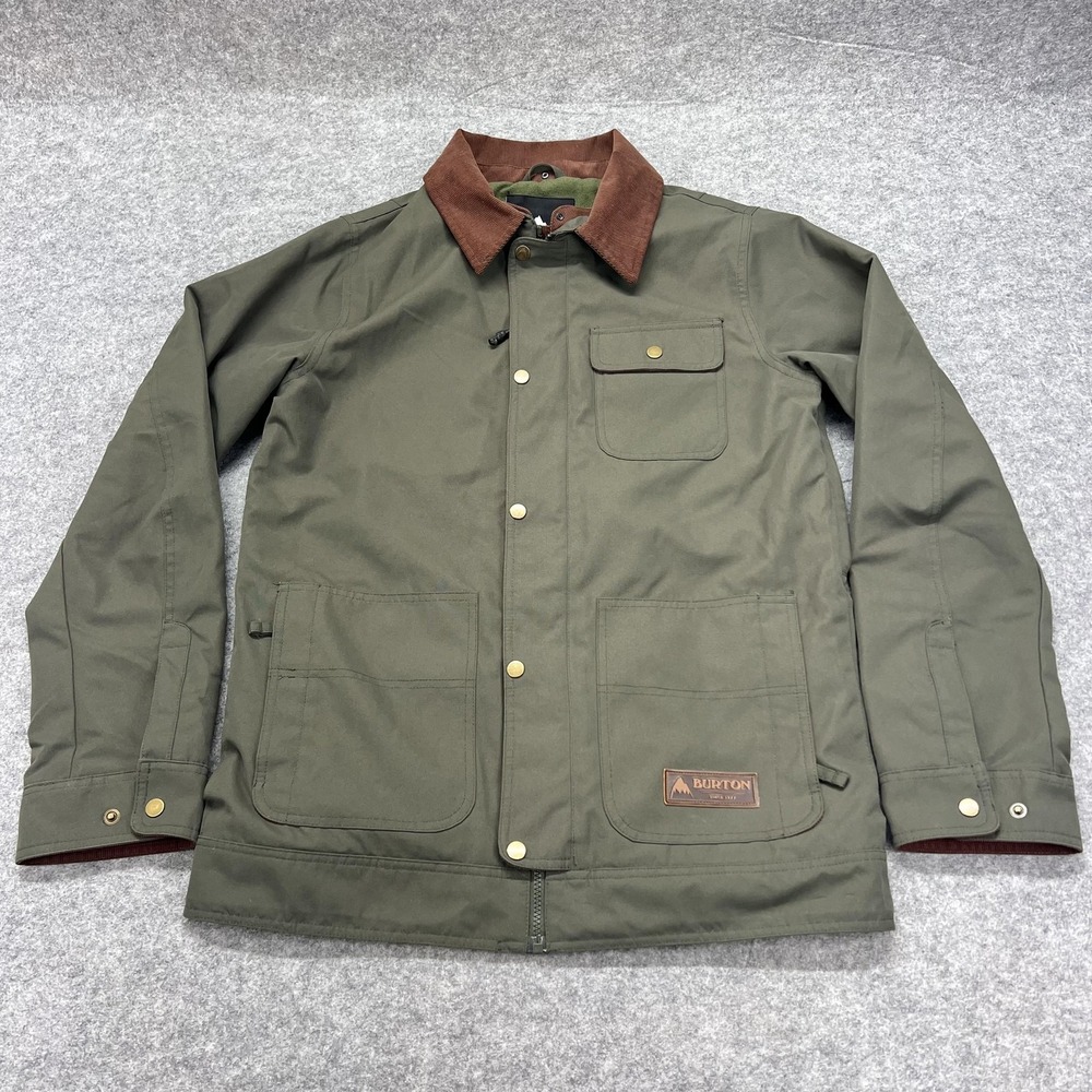 Burton Dunmore Jacket Mens Small Green Insulated Canvas Ski Snowboard Thermolite